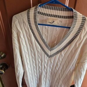 Foray Golf Men's Cream V-Neck Sweater